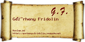 Görheny Fridolin névjegykártya